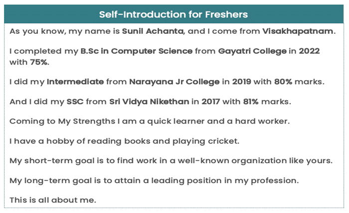 self introduction in interview